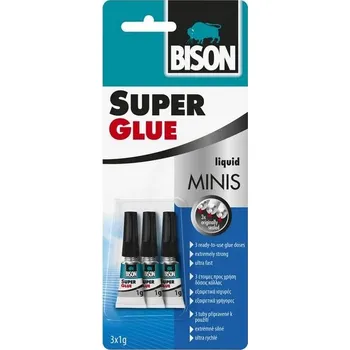 Průmyslové lepidlo Sekundové lepidlo BISON SUPER GLUE MINIS, 3x 1g