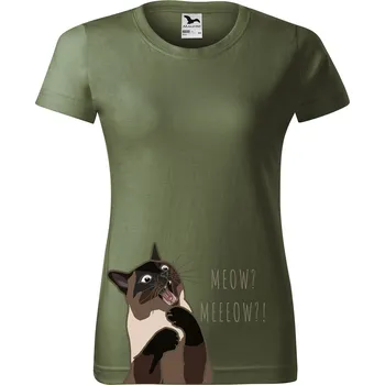 Dámské tričko s potiskem Naštvaná kočka Barva trička: Khaki - 09, Velikost: S