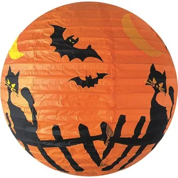 Karnevalový doplněk Lampion kočka s netopýry na zavěšení 35 cm 9272