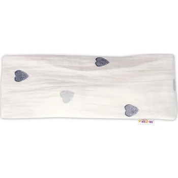 Kojenecký body Letní čelenka, bandana, mušelín, Srdíčka, Baby Nellys - smetanová, vel. 116/122