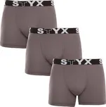 Styx 3PACK pánské boxerky long sportovní guma tmavě šedé (3U1063) M