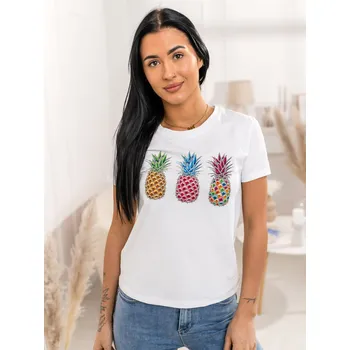 Dámské tričko Bílé dámské tričko s aplikacií Bolf 95T2522 - XL