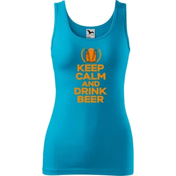 Dámské tílko s potiskem Keep calm beer Velikost: 2XL, Barva: Tyrkysová