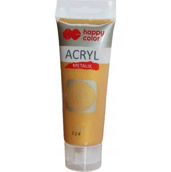 Vodová barva AKRYLOVÉ BARVY v tubě 75 ml sytě ZLATÁ METALICKÁ Happy Color BARVA