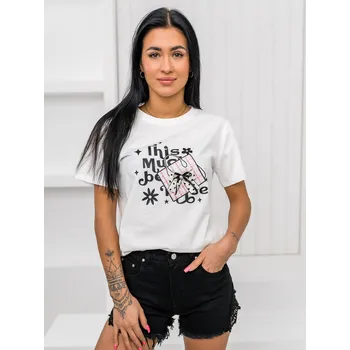 Dámské oblečení Bílé dámské tričko s aplikacií Bolf 97T2110 - L/XL