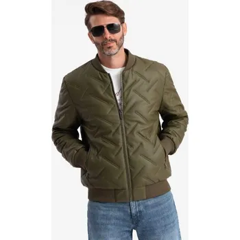 Pánská casual bunda Ombre Clothing Olivová bomber bunda se vzorem V2 JALP-0196