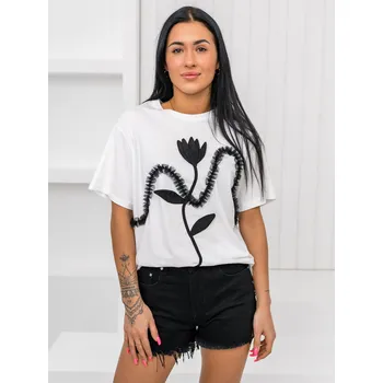 Dámské tričko Bílé dámské tričko s aplikacií Bolf 96T632 - XL/XXL