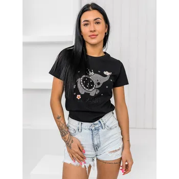 Dámské tričko Černé dámské tričko s aplikacií Bolf 96T625 - L/XL