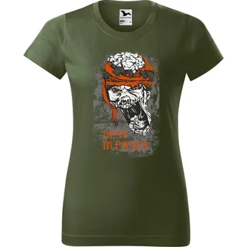 Dámské tričko Rest in pieces Barva trička: Khaki - 09, Velikost: XL