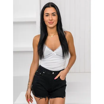 Dámské tričko Bílé dámské spodní tričko s ramínky a krajkou Bolf 17K550 - XL