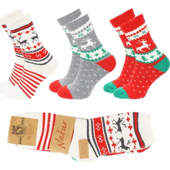 Dámské ponožky 3x Ponožky Dámské Vlněné Teplé Tlusté ALPAKA