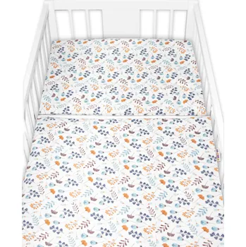 Povlečení Baby Nellys Povlečení do postýlky, 2D sada flanel - Louka, , modrá/bílá, 135x100 cm