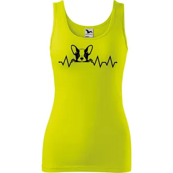 Dámské oblečení Dámské tílko s potiskem Tep buldoček Velikost: S, Barva: Limetková