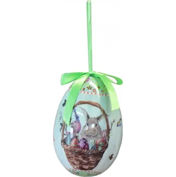 Velikonoční dekorace Velikonoční vajíčko Zajíc v košíku 133429 10 cm 6 ks
