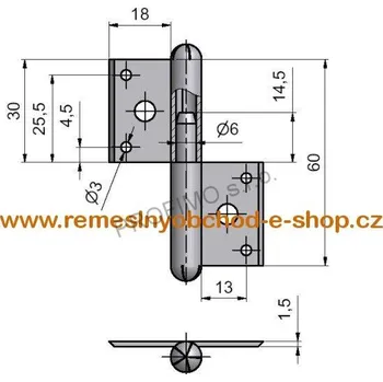 pant Závěs okenní 60 P (Okenní pant zasekávací 60 P)