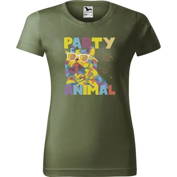 Dámské tričko s potiskem Party animal Barva trička: Khaki - 09, Velikost: XL
