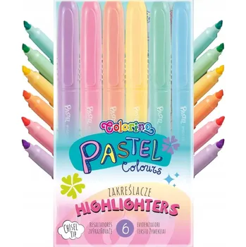 PASTELOVÉ ZVÝRAZŇOVAČE sada 6 BAREV popisovače Colorino KRÁSNÉ