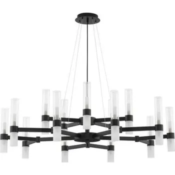 NOVA LUCE závěsné svítidlo CENTURY matná černá a čiré a matné sklo (2m ocelové lanko) 12xG9 9006053