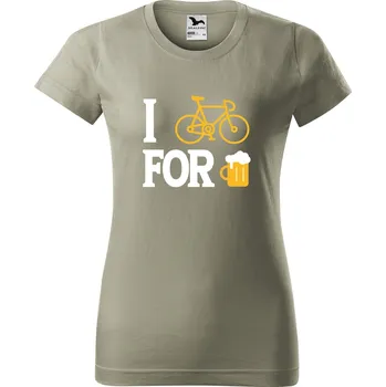 Dámské tričko s potiskem For beer Barva trička: Světlá khaki - 28, Velikost: XL
