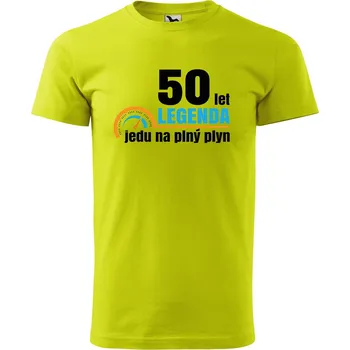 Pánská móda Pánské tričko s potiskem Jedu na plný plyn Velikost: XL, Barva trička: Limetková