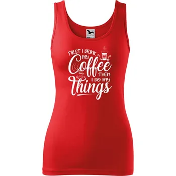 Dámské tílko s potiskem Coffee Velikost: M, Barva: Červená