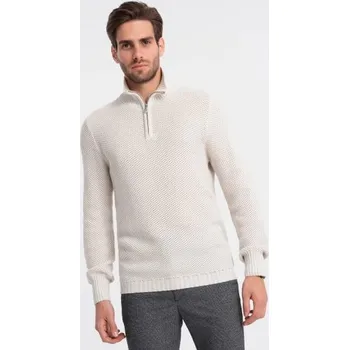 Pánský svetr Ombre Clothing Elegantní pánský svetr v krémové barvě V1 SWZS-0105