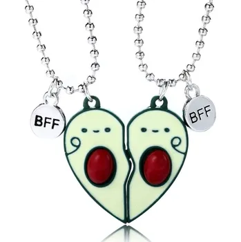 Náhrdelník Náhrdelník Přívěsek Přátelství Avokádo pro Páry BFF KAMARÁDY Stříbrná