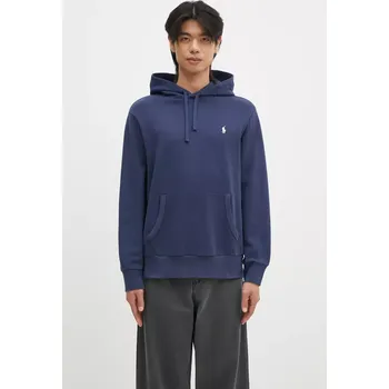 Pánská mikina Bavlněná mikina Polo Ralph Lauren pánská, tmavomodrá barva, s kapucí, hladká, 710916690, XL, 59X