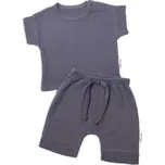 Baby Nellys 2-dílná mušelínová soupravička, tričko + kraťasky BOY, granát
