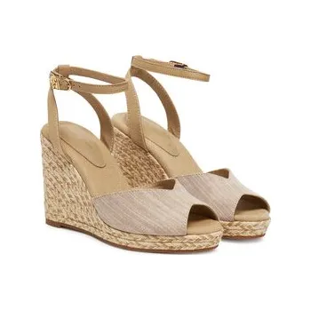 Dámské sandále Tommy Hilfiger Espadrilky Chambray High Wedge Espadrille FW0FW08588 Béžová 40