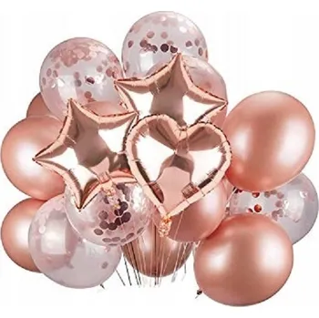 Balónek Balónky sada narozeninová ROSE GOLD s KONFETAMI