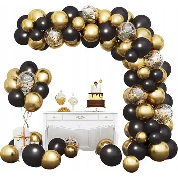 BALÓNKOVÁ GIRLANDA zlatá a černá, 100 kusů