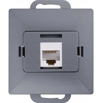 Elektrická zásuvka Internetová a telefonní zásuvka nástěnná Abex šedá