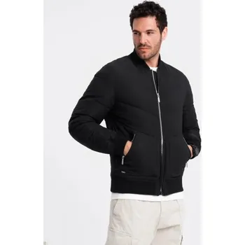 Ombre Clothing Stylová pánská černá bomber bunda V1 OM-JALP-0143