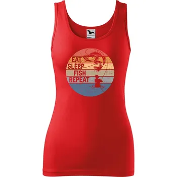 Dámské tílko s potiskem Eat sleep fish Velikost: L, Barva: Červená