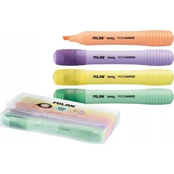 Zvýrazňovač vícebarevný Milan pastelové fixy pro kreslení poznámek, 4 ks