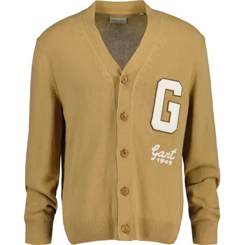 Pánský svetr SVETR GANT RELAXED LETTERMAN CARDIGAN GOLDEN KHAKI