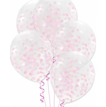 Balónek Balónky s růžovým konfetami na narozeniny, oslavu 1. roku, párty, Svatba