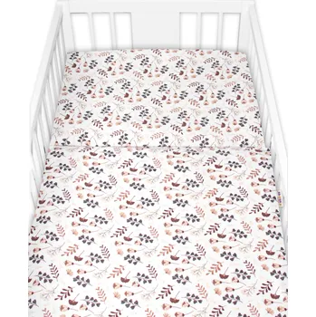 Povlečení Baby Nellys Povlečení do postýlky, 2D sada flanel - Louka, , béžová/bílá, 135x100 cm