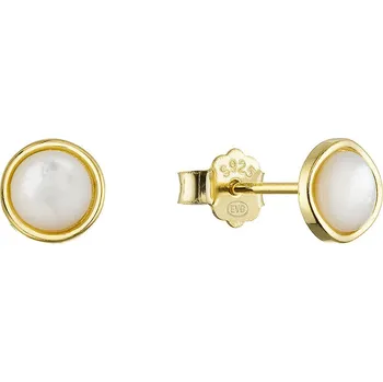 Náušnice Pozlacené stříbrné náušnice kolečka s perletí 11705.1