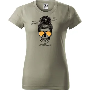 Dámské tričko s potiskem Život mámy Barva trička: Světlá khaki - 28, Velikost: L