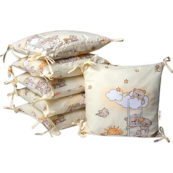 Dětsný nábytek Baby Nellys Polštářkový mantinel Medvídek na žebříku - žlutý