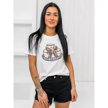 Dámské tričko Bílé dámské tričko s aplikacií Bolf 97T2113 - M/L