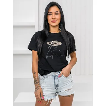 Dámské tričko Černé dámské tričko s aplikacií Bolf 97T2112 - L/XL