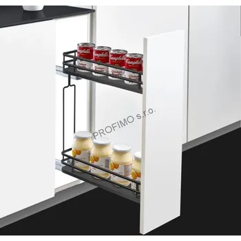 Odpadkový koš Plnovýsuvný dvojkoš boční Elegance s tl. dov. - Levý, 160x470x570mm, antracit (Plnovýsuvný dvojkoš boční Elegance s tl. dov. - Levý, 160x470x570mm, antracit )