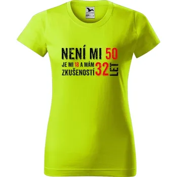 Dámské oblečení DOBRÝ TRIKO Dámské tričko 32 let zkušeností Barva: Limetková, Velikost: 2XL