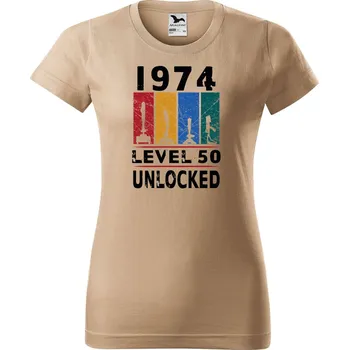 Dámské tričko Dámské tričko s potiskem Level 50 unlocked Barva trička: Písková - 08, Velikost: L
