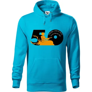 Pánská mikina Pánská mikina s potiskem Jsem střelenej 50 let Velikost (muž): 3XL, Vyberte barvu: Tyrkysová