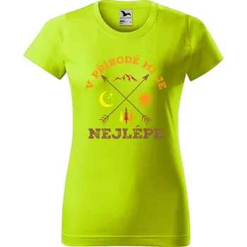 Dámské oblečení DOBRÝ TRIKO Dámské tričko s potiskem V přírodě Barva: Limetková, Velikost: XS