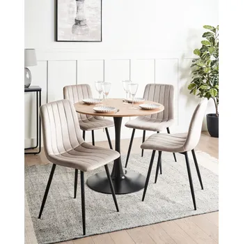 Jídelní židle Sada 4 jídelních židlí béžová samet železné nohy moderní styl jídelna Beliani